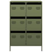 Hoge kast 68x39x101,5 cm staal olijfgroen - thumbnail