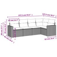 5-delige Loungeset met kussens poly rattan grijs - thumbnail