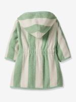 Badjas voor baby's met strepen TRANSAT capsule familie, te personaliseren, met gerecycled katoen groen, gestreept - thumbnail