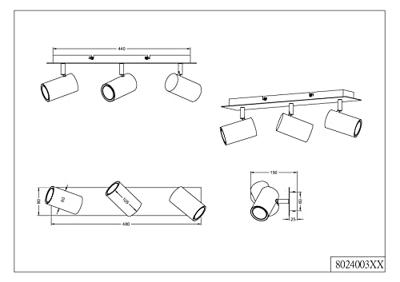 Trio Antieke plafondspotMarley 3-lichts - 802400304