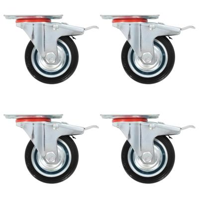 VidaXL Zwenkwielen met dubbele remmen 4 st 75 mm