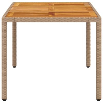 Tuintafel 150x90x75 cm poly rattan en massief acaciahout beige