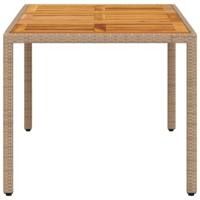 Tuintafel 150x90x75 cm poly rattan en massief acaciahout beige - thumbnail