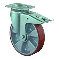 BS Rollen Zwenkwiel voor zware lasten | wiel-d. 150 mm draagvermogen 550 kg | met vastzetter gegoten polyurethaan | 135 mm 110 mm | 1 stuk - - thumbnail