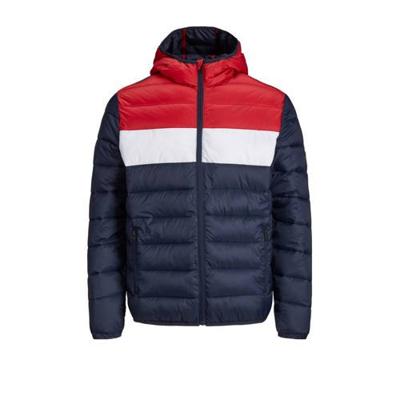 JACK & JONES JUNIOR gewatteerde winterjas Magic donkerblauw/wit/rood JACK & JONES JUNIOR gewatteerde winterjas Magic donkerblauw/wit/rood