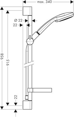 Hansgrohe Unica C glijstangset met handdouche Croma 100 Vario 90cm chroom 27771000 - thumbnail