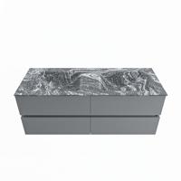 MONDIAZ VICA-DLUX 130cm badmeubel onderkast Plata 4 lades. Inbouw wastafel CLOUD dubbel zonder kraangat, kleur Lava. - thumbnail