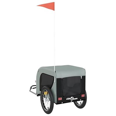 Hondenfietstrailer oxford stof en ijzer grijs en zwart - thumbnail