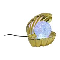 Schelp met glitter parel - goud - 17x15x12 cm - thumbnail