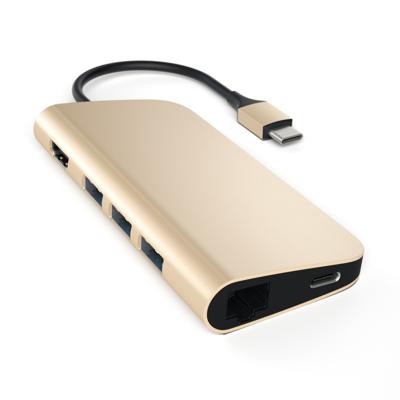 SATECHI Aluminium Multipoort Adapter 4K HDMI, USB-C Pass-Through, Gigabit Ethernet, SD/Micro Kaartlezers, USB 3.0 - Voor M2/ M1 Macbook Pro/Air, M2/ M1 iPad Pro/Air, M2 Mac Mini (Spacegrijs)