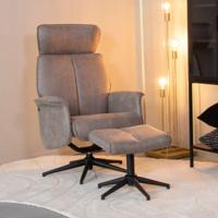 LABEL51 Fauteuil Verdal - Taupe - Micro Suede - Incl. Hocker - thumbnail