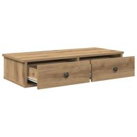 Wandschap met lades 80x31x17 cm bewerkt hout artisanaal eiken - thumbnail