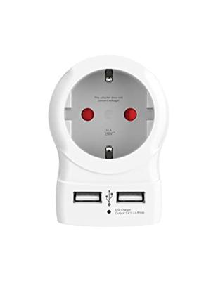 SKROSS | 1.500282 | Europe to Europe USB - Home USB Hub | Euro (AC) USB-oplader | Oplaadhub USB-aansluitingen (1 x USB Type-C: 3,0 A, 1 x USB Type-A: 2,4 A). Ingangsspanning: 110V - 240V.