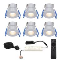 Set van 6 Milano inbouwspots 12V - IP65 waterdicht - 2700K warm wit - 3 Watt 200 lumen - RVS - Verandaverlichting - Dimbaar - thumbnail