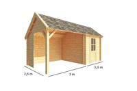 Blokhut, tuinhuisje met overkapping Michelle-Noe 550 cm bij 250 cm diep kapschuurdak 9 Warentuin Collection - Warentuin collection - thumbnail