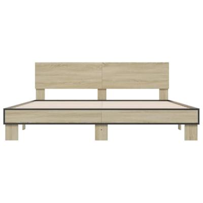 Bedframe bewerkt hout metaal sonoma eikenkleurig 200x200 cm