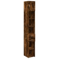 Opbergkast smal 30x42,5x225 cm bewerkt hout gerookt eikenkleur - thumbnail