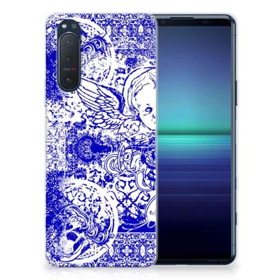 Silicone Back Case Sony Xperia 5II Angel Skull Blauw Silicone Back Case Sony Xperia 5II Angel Skull Blauw