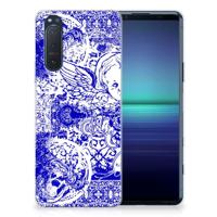 Silicone Back Case Sony Xperia 5II Angel Skull Blauw - thumbnail