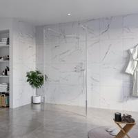 Fortifura Galeria Vrijstaande Inloopdouche - 110x200cm - Helder - antikalk - 8mm veiligheidsglas - 2 zijwanden 40cm - wandsteunen en hoekprofielen - Chroom SW927766 2x/SW915250/SW797911 2x/SW358024 2x - thumbnail