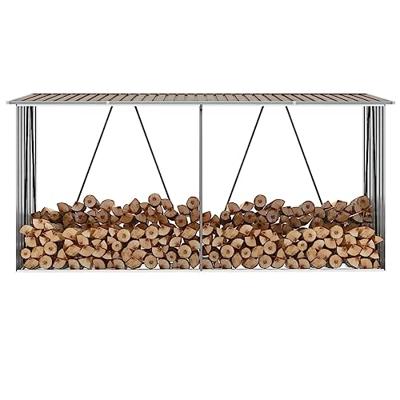 Haardhoutschuur 330x84x152 cm gegalvaniseerd staal bruin
