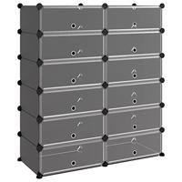 VidaXL Schoenenrek 94,5x36,5x106 cm polypropeen zwart - thumbnail