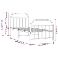 Bedframe met hoofd- en voeteneinde metaal zwart 80x200 cm - thumbnail