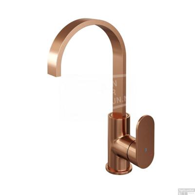 Wastafelmengkraan Brauer Copper Edition Coldstart Opbouw Hoog Plat Gebogen Platte Hendel Geborsteld Koper PVD Brauer Wastafelmengkraan Brauer Copper Edition Coldstart Opbouw Hoog Plat Gebogen Platte Hendel Geborsteld Koper PVD Brauer