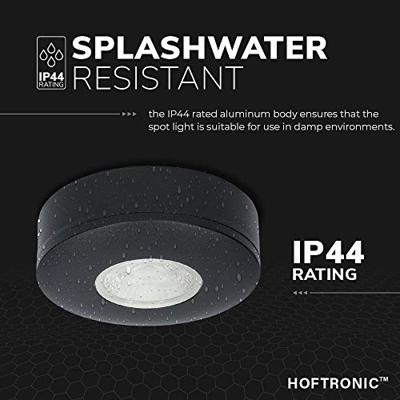 Pavo LED Platte opbouwspot - 3W 300 Lumen - 2700K Warm Wit - Lage opbouwhoogte 23mm (meubelspot) - Dimbaar - Rond - IP44 voor binnen en buiten - Zwart