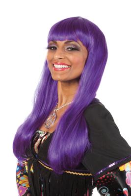 Lange pruik de luxe paars
