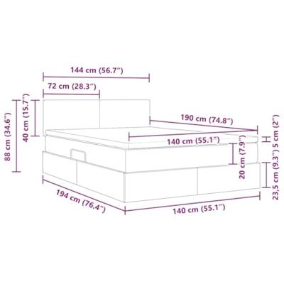 Opbergbed met matras Lichtgrijs 140 x 190 cm Bewerkt hout
