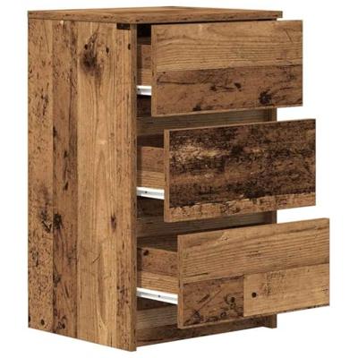 Nachtkastjes met 3 lades 2 st 39x35x65 cm oud hout