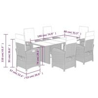 7-delige Tuinset met kussens poly rattan bruin - thumbnail