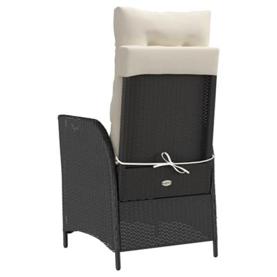 Tuinstoelen 2 st verstelbaar met voetensteun poly rattan zwart - thumbnail