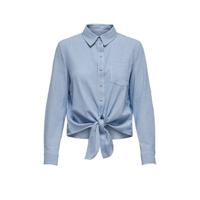 Only Onllecey Ls Knot Shirt Noos Wvn 15195910 Blouse Cloud Dancer Medium Blue - thumbnail