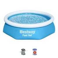 Bestway Opblaasbaar Zwembad Volwassen Ring met Filter 244x61 cm Tuin 57450 - thumbnail