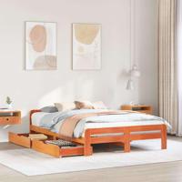 Bedframe zonder matras massief grenenhout wasbruin 150x200 cm - thumbnail