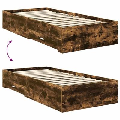 Bedframe met hoofdeinde Gerookt eiken 90 x 190 cm Bewerkt hout