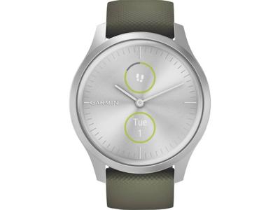 Garmin vivomove Style, Silver-Moss Green, Silicone Smartwatch Mosgroen