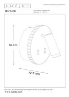Lucide BENTJER - Bedlamp / Wandlamp - Ø 14 cm - LED - 3000K - Zwart - thumbnail