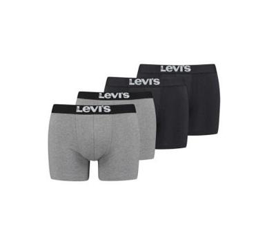 Levi&apos;s Solid Basic Boxershort 4-Pack Grijs/Zwart - Maat S - Kleur: ZwartGrijs | Soccerfanshop