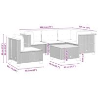 5-delige Loungeset met kussens poly rattan beige - thumbnail