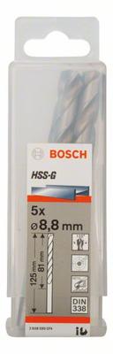 Bosch Accessories 2608595074 HSS Metaal-spiraalboor 8.8 mm Gezamenlijke lengte 125 mm Geslepen DIN 338 Cilinderschacht 5 stuk(s)
