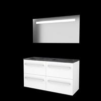 Basic-Line Economic 46 Badkamermeubelset - 120 x 46 cm - Met Grepen - 4 Lades - Hardstenen Wastafel - 2 Kraangaten - Spiegel met LED Verlichting - Ice White - thumbnail