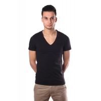 HOM Smart cotton tee V-Neck Black - thumbnail
