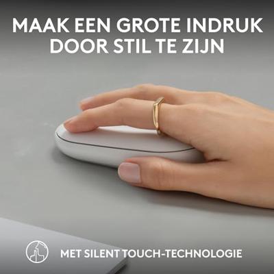 Logitech Pebble Mouse 2 M350s Muis Bluetooth Optisch Wit 3 Toetsen 400 dpi, 4000 dpi Geïntegreerd scrollwiel