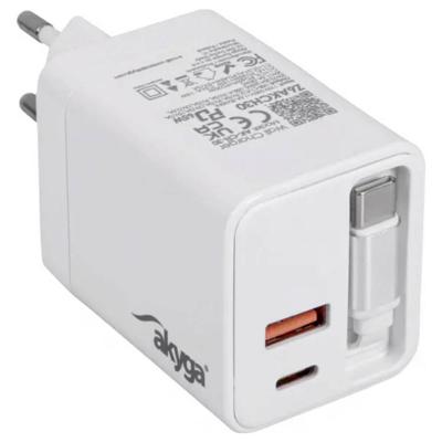 Akyga USB-oplader 65 W USB-C, USB-A Wit