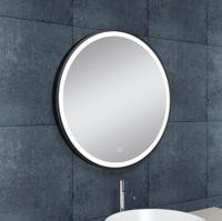 Wiesbaden Maro spiegel rond met LED, dimbaar en spiegelverwarming 60 cm mat zwart - thumbnail