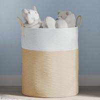 VidaXL Opbergmand ø 38x46 cm katoen beige en wit - thumbnail
