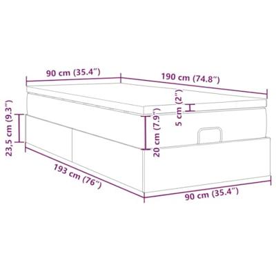Ottoman bed met matras 90x190cm kunstleer cappuccinokleurig